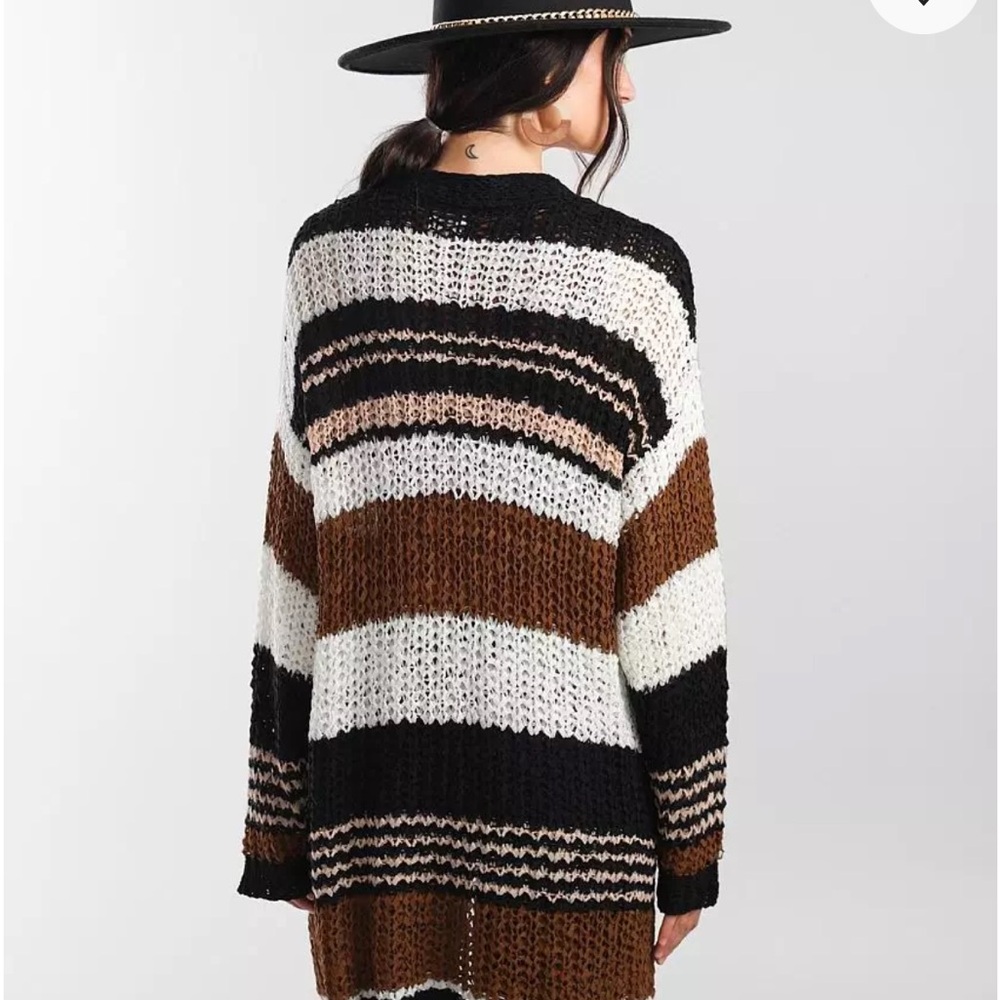 Festival Bohemian BKE Striped Cardigan Open Front Sweater